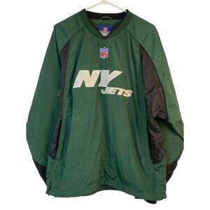 Reebok NFL Sz M New York Jets Green & Black Pullover Windbreaker Jacket EUC